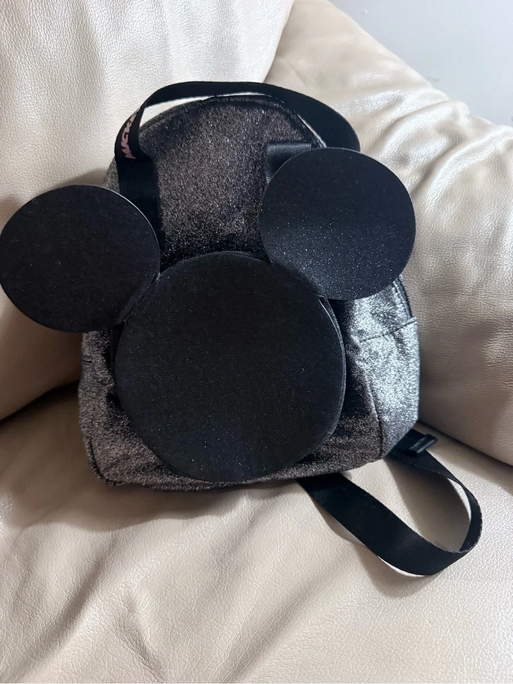 Zara Kids Glitter Ear Backpack - Black and Silver